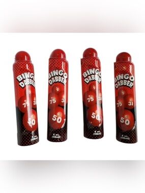 CARDINAL Vibrant Red Easy Flow 4 Oz. Bingo Ink Dabbers (Set of 4) — NEW!